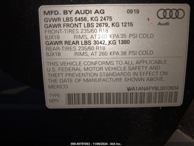 WA1ANAFY8L2013834 Audi Q5 Premium 45 Tfsi Quattro S Tronic/titanium Premium 45 Tfsi Quattro S Tronic
