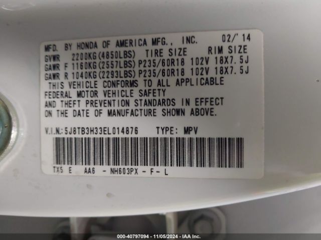 5J8TB3H33EL014876 Acura RDX