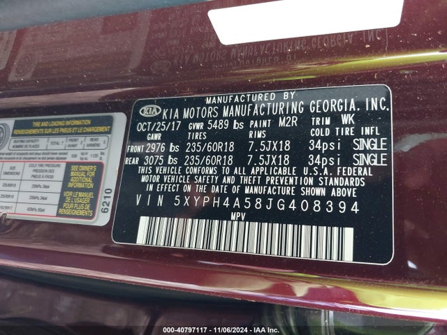 KIA Sorento 3.3l Ex 2018 5XYPH4A58JG408394 Image 9