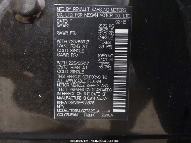 KNMAT2MV6FP538781 Nissan ROGUE SV