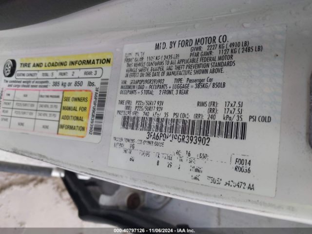 3FA6P0PU9GR393902 Ford Fusion Energi Se Luxury