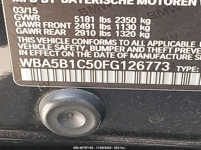 WBA5B1C50FG126773 BMW 535i