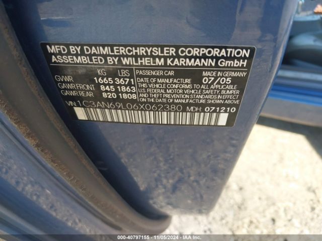 2006 CHRYSLER CROSSFIRE 1C3AN69L06X062380 Photo 8