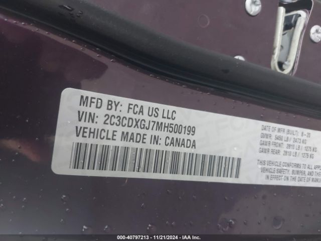 2C3CDXGJ7MH500199 Dodge Charger Scat Pack Widebody Rwd