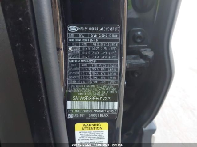 SALVV2BG9FH017279 Land Rover Range Rover Evoque Prestige