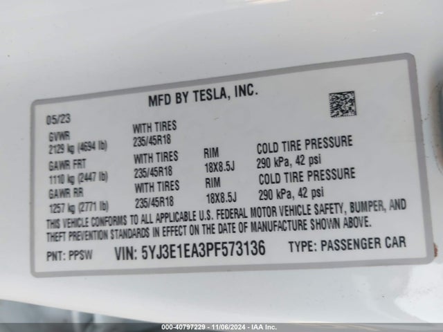 2023 TESLA MODEL 3 5YJ3E1EA3PF573136 Photo 8