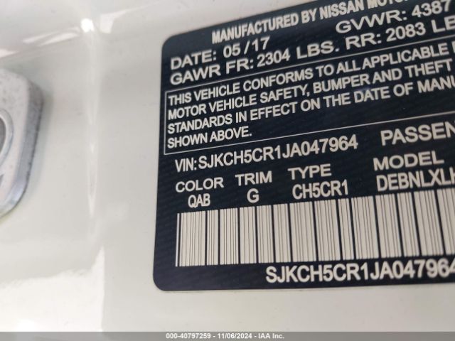SJKCH5CR1JA047964 Infiniti Qx30 Luxury