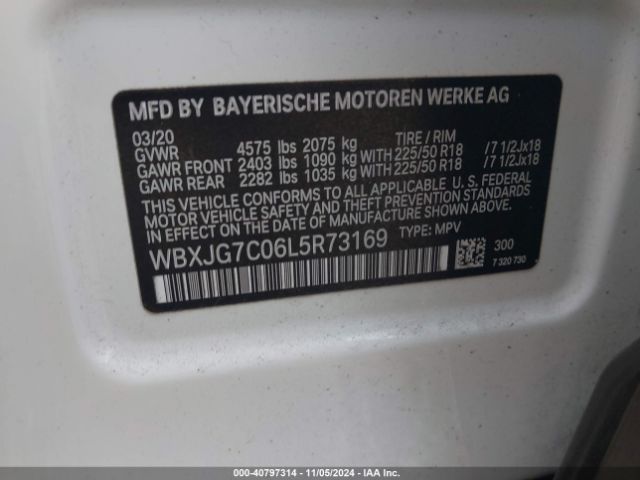 WBXJG7C06L5R73169 BMW X1 Sdrive28i