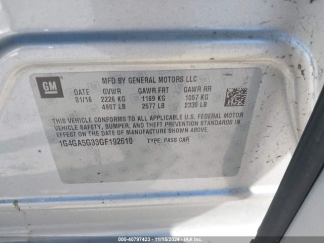 1G4GA5G33GF192610 Buick Lacrosse