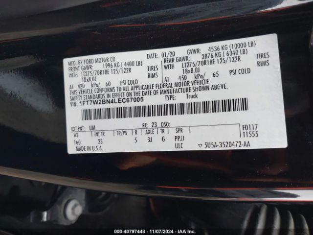 1FT7W2BN4LEC67005 Ford F-250 Xlt