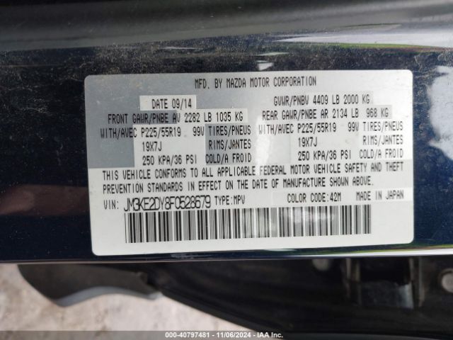 JM3KE2DY8F0528679 Mazda Cx-5 Grand Touring