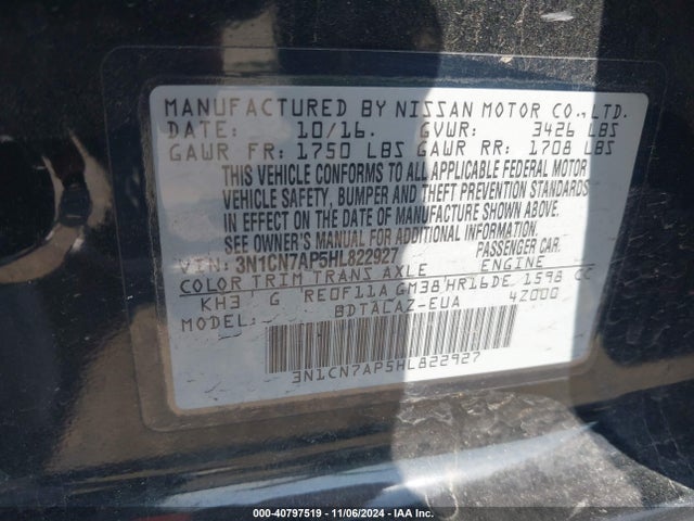 Nissan Versa 1.6 S+ 2017 3N1CN7AP5HL822927 Image 9