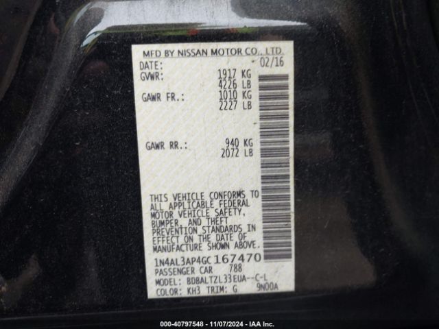1N4AL3AP4GC167470 Nissan Altima 2.5 Sl