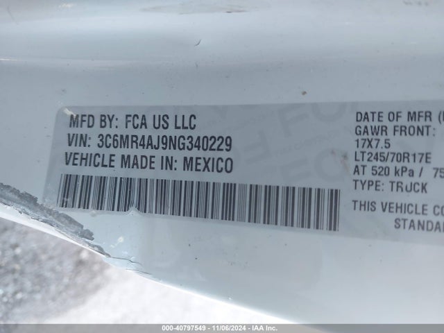 RAM 2500 Tradesman  4x2 8' Box 2022 3C6MR4AJ9NG340229 Image 9