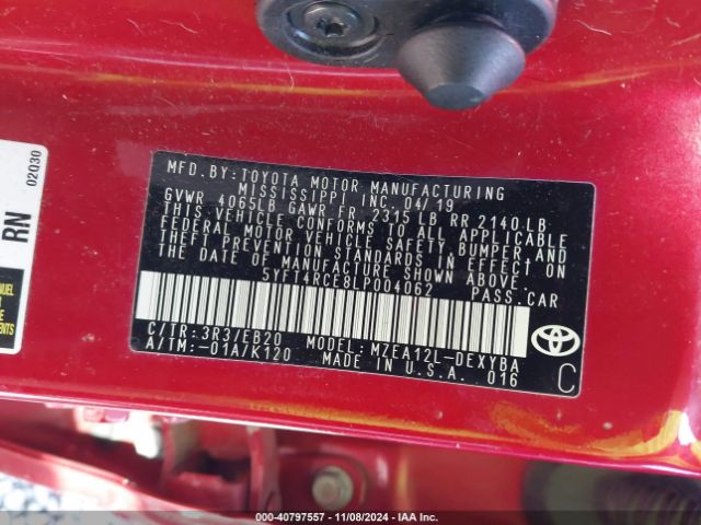 5YFT4RCE8LP004062 Toyota Corolla Xse