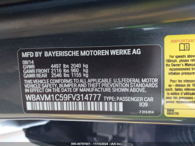 WBAVM1C59FVC14777 BMW X1 Sdrive28i