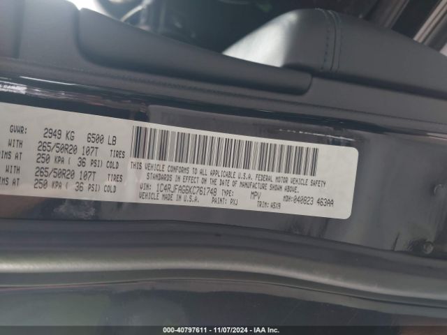 1C4RJFAG6KC761748 Jeep Grand Cherokee Upland 4x4
