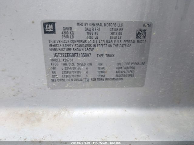 1GT22ZEG9FZ135897 GMC Sierra 2500hd Slt