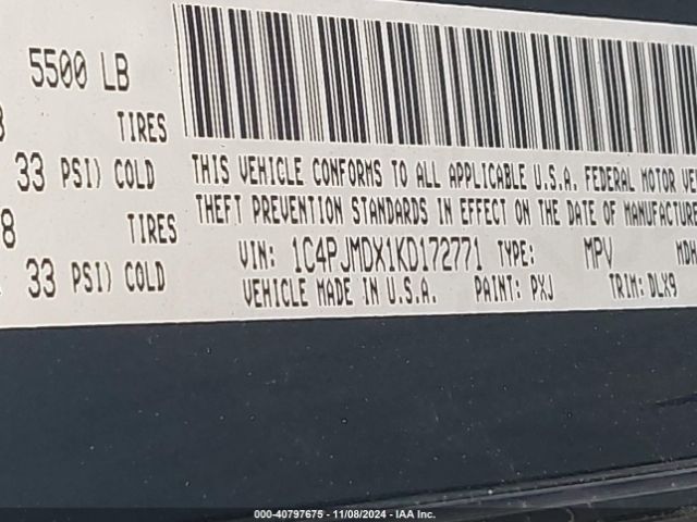 1C4PJMDX1KD172771 Jeep Cherokee Limited 4x4