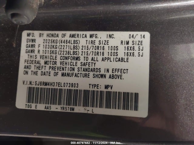 Honda CR-V LX 2014 5J6RM4H37EL073903 Image 9
