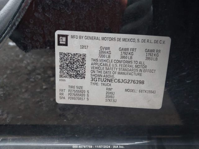 3GTU2NEC6JG276398 GMC Sierra 1500 Slt