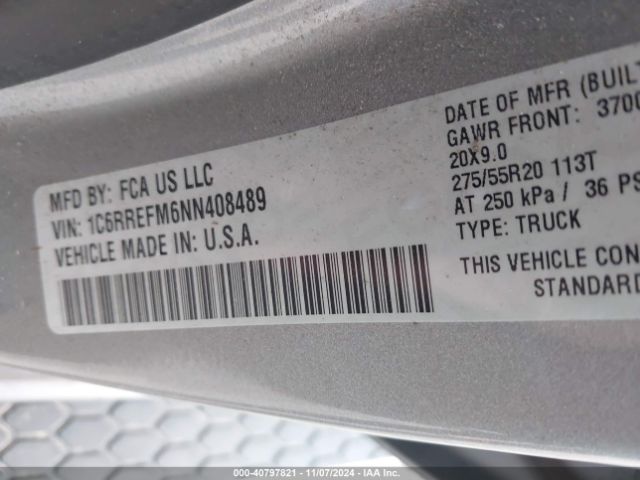1C6RREFM6NN408489 RAM 1500 Big Horn  4x2 5'7 Box