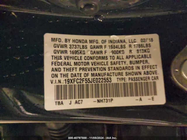 19XFC2F55JE022553 Honda Civic Lx