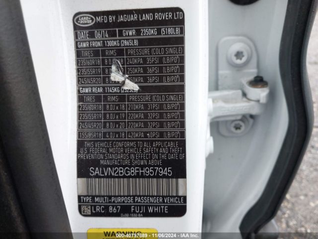 SALVN2BG8FH957945 Land Rover Range Rover Evoque Pure