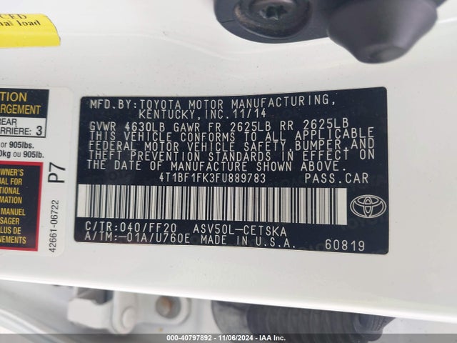 4T1BF1FK3FU889783 Toyota CAMRY SE