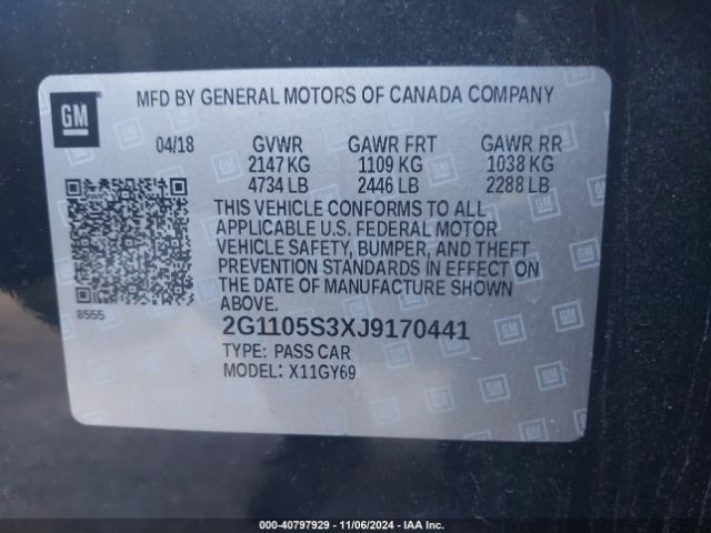 2G1105S3XJ9170441 Chevrolet IMPALA 1LT