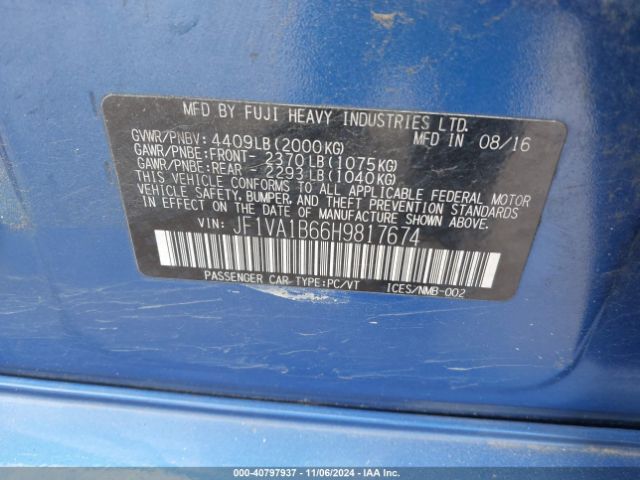 JF1VA1B66H9817674 Subaru WRX