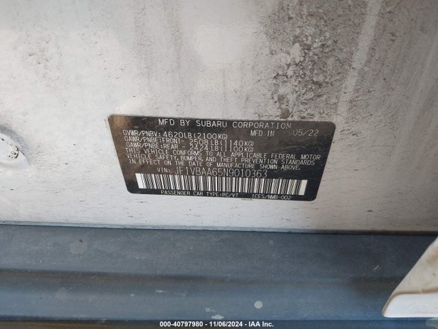 Subaru WRX 2022 JF1VBAA65N9010363 Image 9