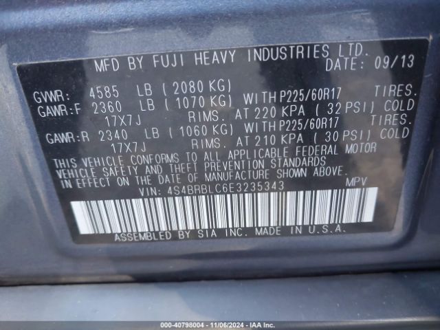 4S4BRBLC6E3235343 Subaru Outback 2.5i Limited