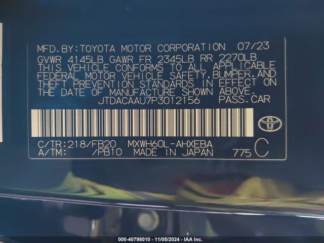 Toyota Prius Le 2023 JTDACAAU7P3012156 Image 9