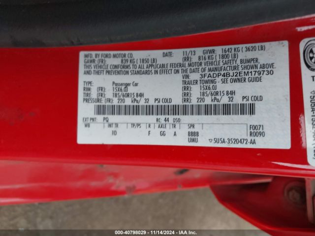 3FADP4BJ2EM179730 Ford FIESTA SE