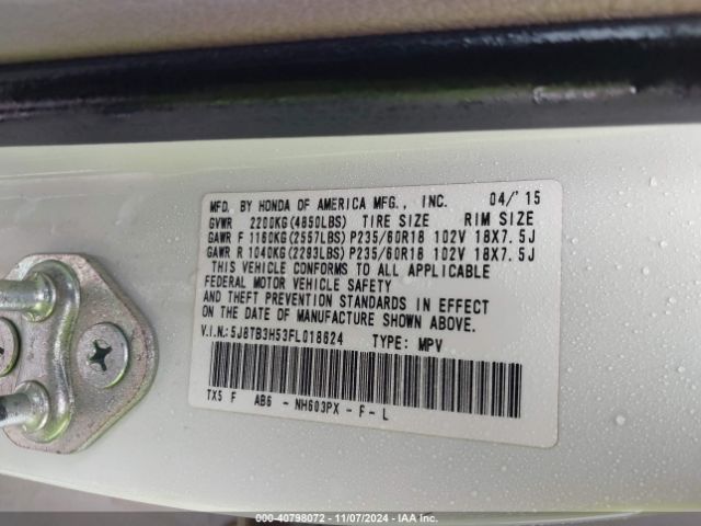 5J8TB3H53FL018624 Acura RDX