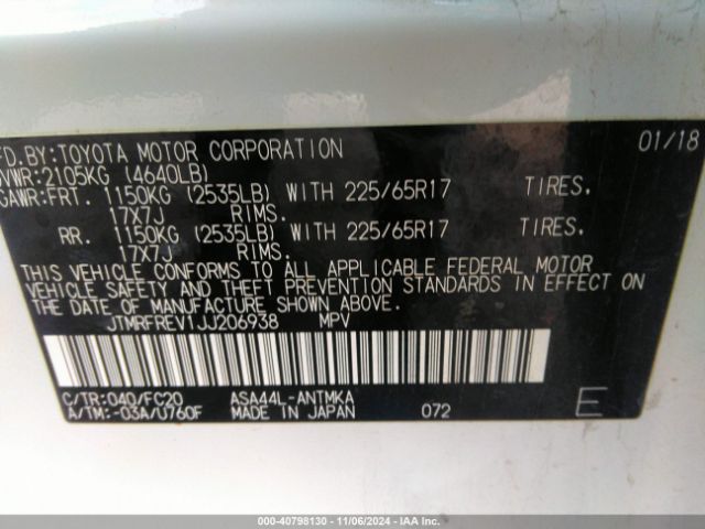 JTMRFREV1JJ206938 Toyota Rav4 Adventure/xle