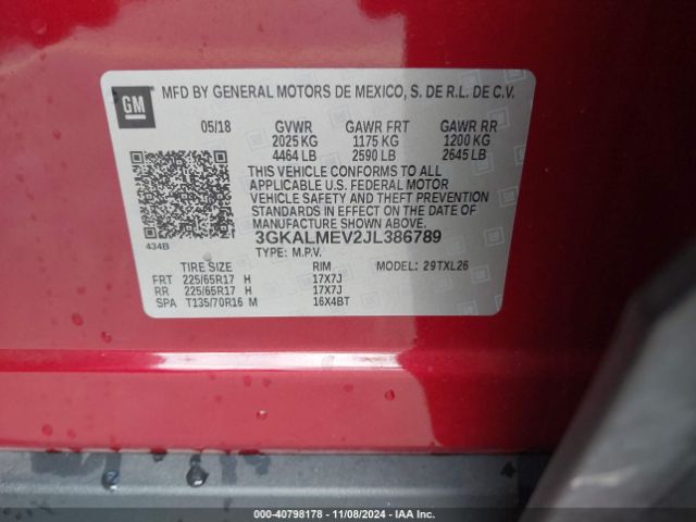 3GKALMEV2JL386789 GMC Terrain Sle