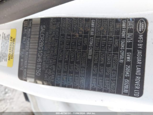 SALCR2BG1GH618750 Land Rover Discovery Sport Hse