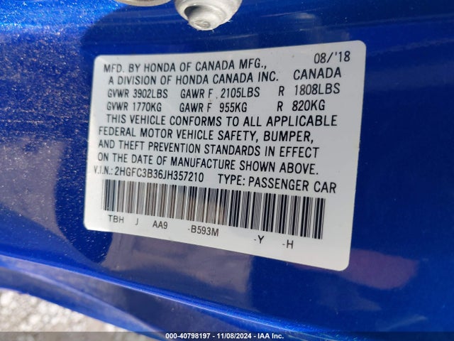 Honda Civic Ex-t 2018 2HGFC3B36JH357210 Image 9