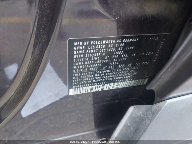 WVGAV7AX7GW566461 Volkswagen TIGUAN S