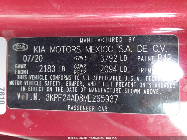 KIA Forte Lxs 2021 3KPF24AD8ME265937 Image 9