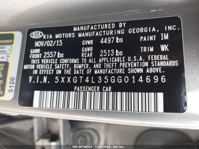 KIA Optima Lx 2016 5XXGT4L35GG014696 Image 9