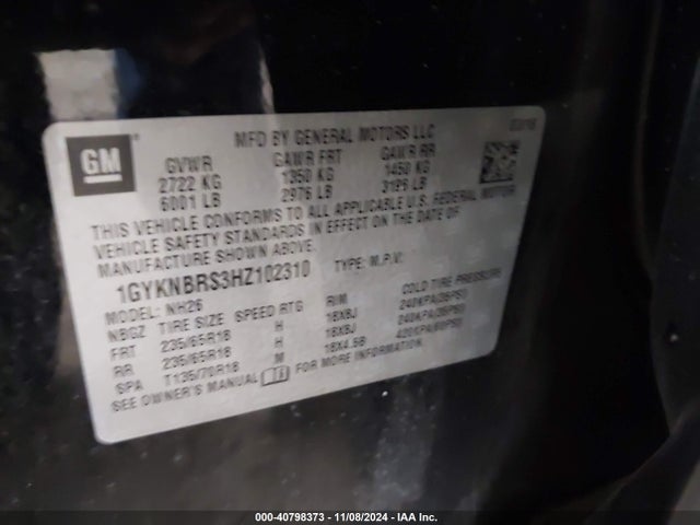 1GYKNBRS3HZ102310 Cadillac XT5 LUXURY
