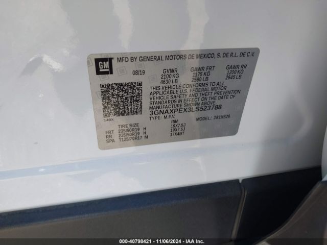3GNAXPEX3LS523788 Chevrolet Equinox Fwd Premier 2.0l Turbo