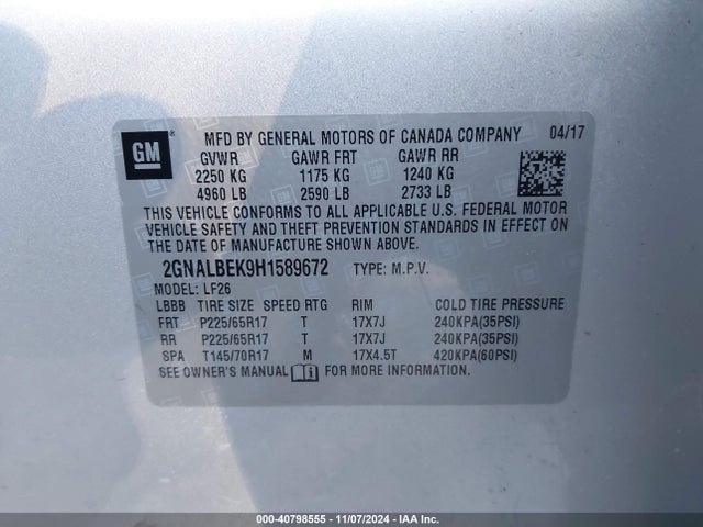 2GNALBEK9H1589672 Chevrolet EQUINOX LS