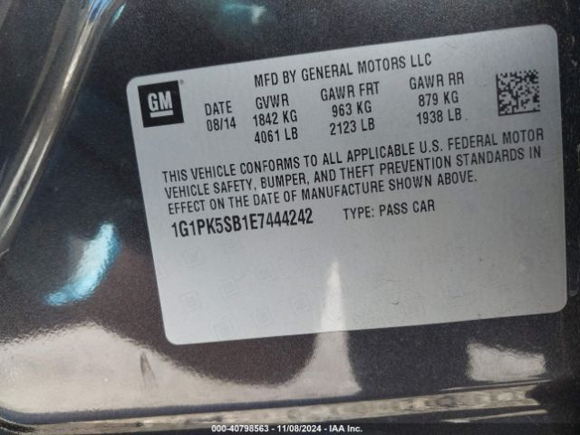 1G1PK5SB1E7444242 Chevrolet CRUZE LT