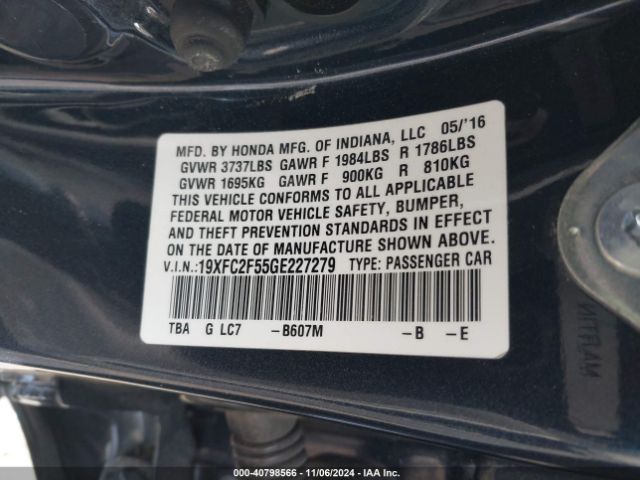 19XFC2F55GE227279 Honda Civic Lx