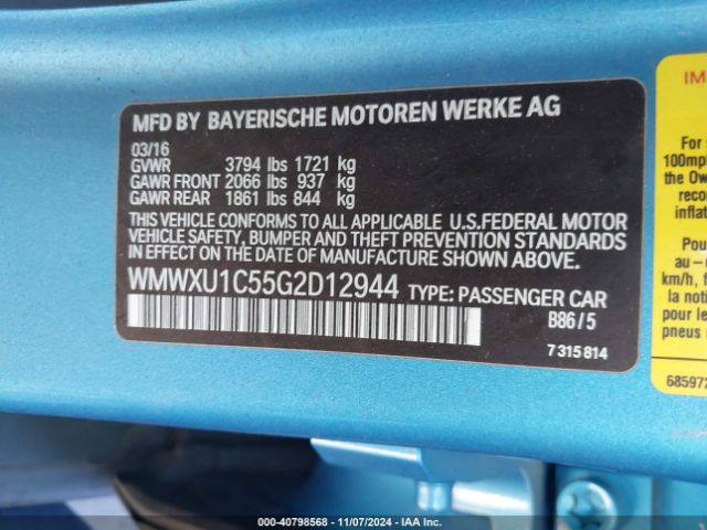 WMWXU1C55G2D12944 Mini Hardtop Cooper