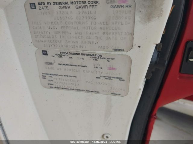 1989 CHEVROLET CORVETTE 1G1YY2183K5124841 Photo 8